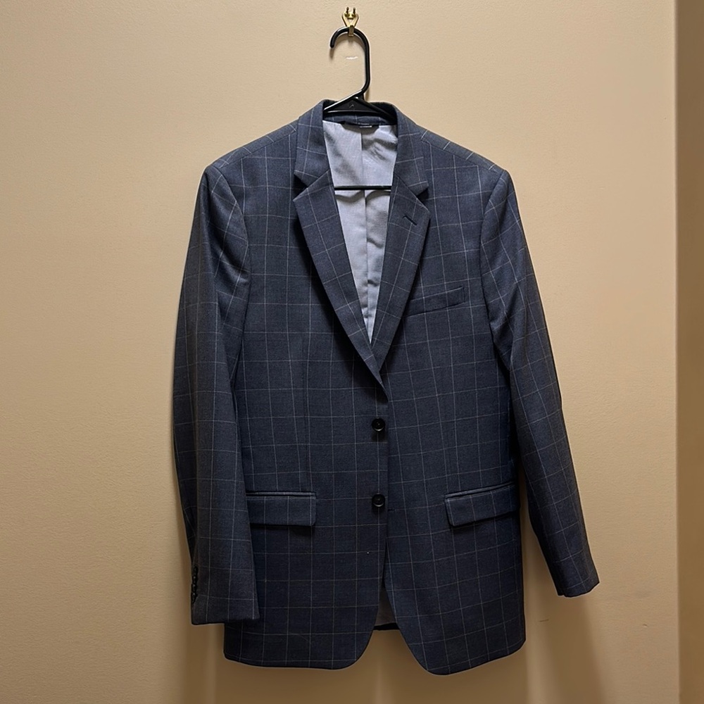 Men's Blue/Grey Checkered Blazer